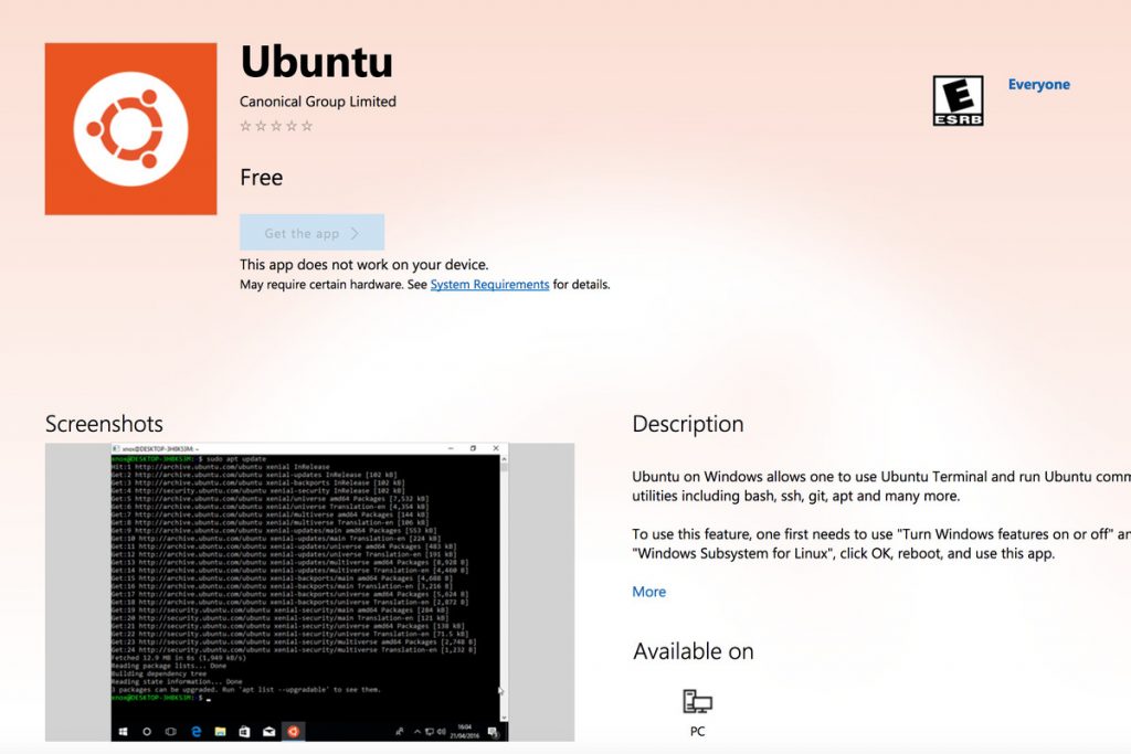 ubuntu windows store
