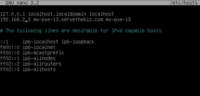 change proxmox ve ip etc hosts 2