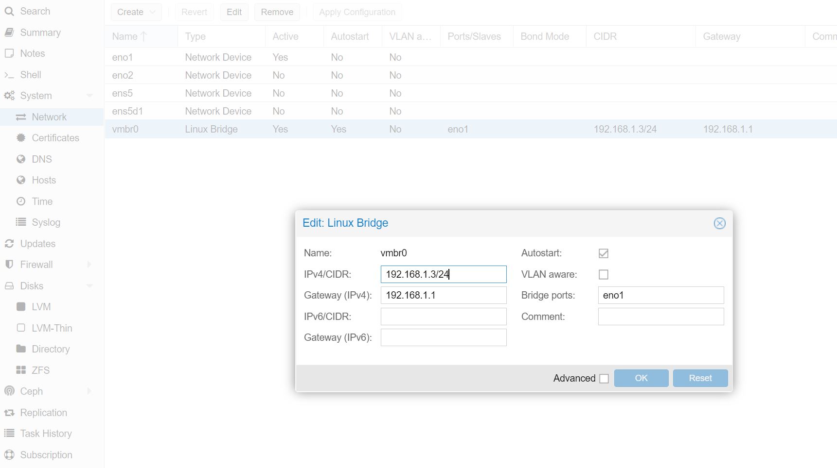 change proxmox ve ip screenshot 1