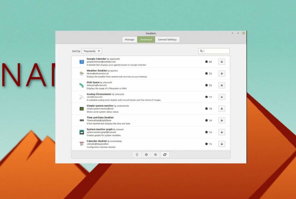 Cinnamon gDesklets Settings Cinnamon gDesklets Settings