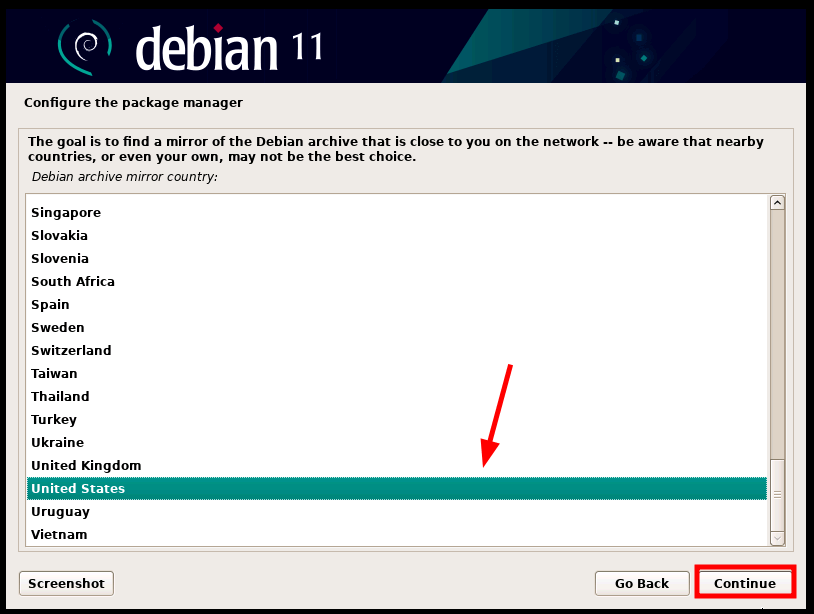 choose debian mirror country - How to Install Debian 11 KDE Plasma Edition