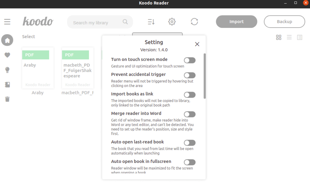 features setting of koodo - Koodo Reader: e-book reader