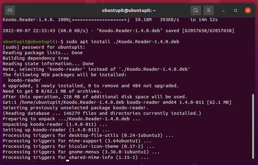koodo installation completes on ubuntu - Koodo Reader: e-book reader