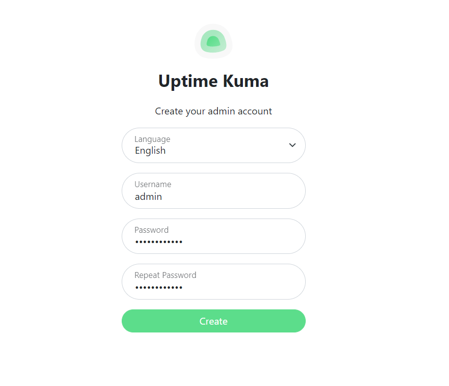uptime kuma admin account creation - How to control website and app with Uptime Kuma