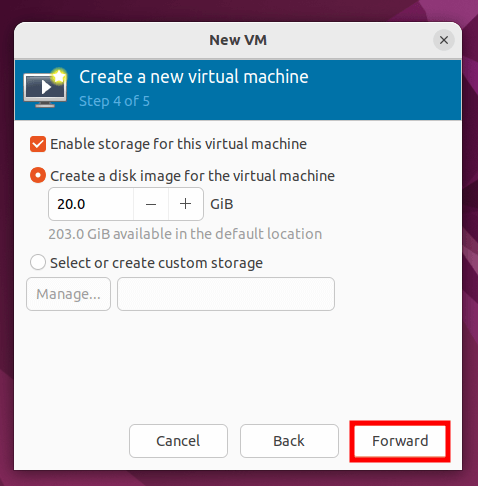 choose vm disk size - How to install and configure QEMU/KVM on Ubuntu 20.04/22.04