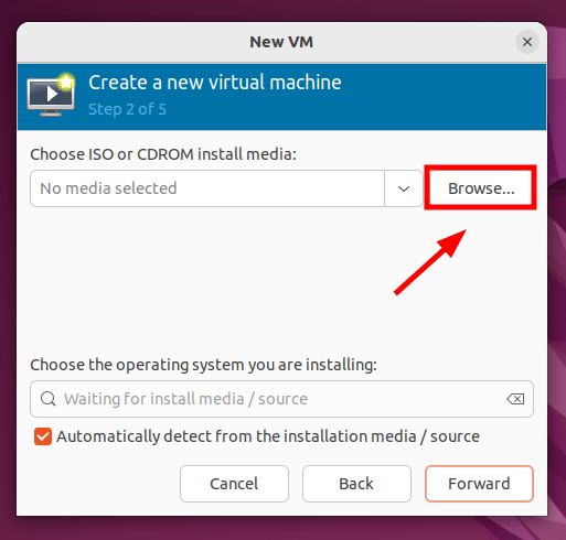 choose vm iso file - How to install and configure QEMU/KVM on Ubuntu 20.04/22.04