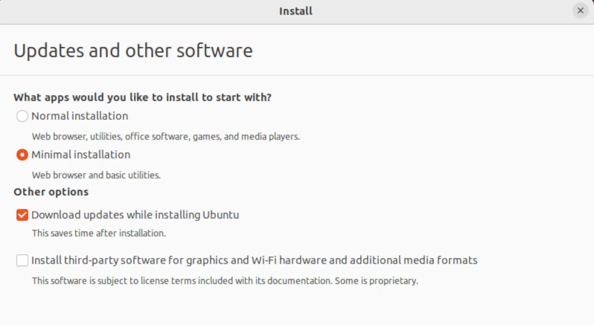Используйте минимальный установщик Ubuntu